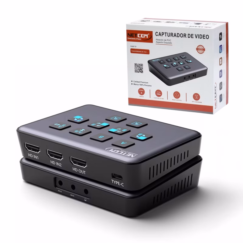 Capturador HDMI Dual K con PIP Selector Streaming NETCOM PE EL Crea Streams Profesionales Fácilmente en KHz
