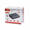 Capturador HDMI Dual KHz con PIP Selector Streaming NETCOM PE EL Crea Streams Profesionales Fácilmente Capturadora y switcher de video dual HDMI Netcom PE EL de metal color gris mostrando sus dos entradas HDMI puertos de audio y botones de control para streaming profesional producto de HD Multimedia PERU SAC