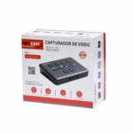 Capturador HDMI Dual 4K@60Hz con PIP Selector Streaming NETCOM PE-EL0287: Crea Streams Profesionales Fácilmente, Capturadora y switcher de video dual HDMI Netcom PE-EL0287 de metal color gris, mostrando sus dos entradas HDMI, puertos de audio y botones de control para streaming profesional, producto de HD Multimedia PERU SAC.