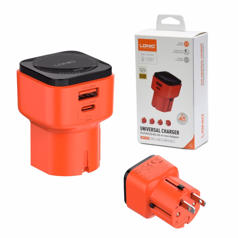 Cargador Viajero de 45W con USB-C y USB-A PD+QC4+ LDNIO Q2402 en Perú, Adaptador de viaje universal LDNIO Q2402 con puertos USB-C PD y USB-A QC4+ HD Multimedia PERU SAC Perú