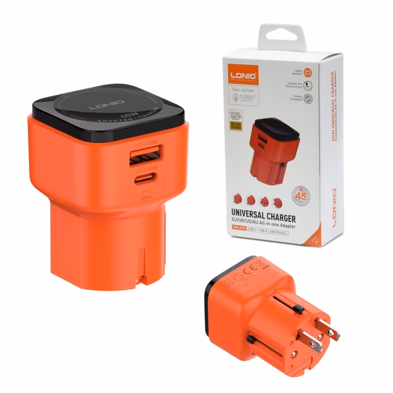 Cargador Viajero de W LDNIO Q  con Puerto USB C y USB A Carga Rápida PDQC en Perú