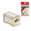 Empalme de RED Cat Cate MIYAKO USA  N Extiende tu Cable de Red sin Perder Velocidad Empalme o acoplador de red RJ metálico y blindado Miyako USA  N mostrando sus dos puertos hembra para unir cables de red un accesorio profesional de HD Multimedia PERU SAC