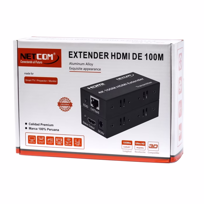 Extensor HDMI K  Metros por UTP NETCOM PE EX Lleva tu Señal K a  Metros sin Esfuerzo Extender HDMI  Metros por UTP NETCOM PE EX