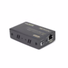 Extender HDMI M Full HD por UTP y Sistema POC NETCOM PE EX Kit extensor HDMI Netcom PE EX con tecnología PoC mostrando las dos unidades metálicas transmisor y receptor y el único adaptador de corriente un producto AV profesional de HD Multimedia PERU SAC