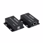 Extender USB de 60 Metros por UTP con 4 salidas USB 2.0 NETCOM PE-UA0060: Extiende y Multiplica tus Puertos USB a largas Distancias, Kit extensor hub USB 2.0 Netcom PE-UA0060, mostrando las dos unidades metálicas: el transmisor (TX) y el receptor (RX) con sus 4 puertos USB, un producto profesional de HD Multimedia PERU SAC.