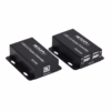Extender USB de  Metros por UTP con  salidas USB  NETCOM PE UA Extiende y Multiplica tus Puertos USB a largas Distancias Kit extensor hub USB  Netcom PE UA mostrando las dos unidades metálicas el transmisor TX y el receptor RX con sus  puertos USB un producto profesional de HD Multimedia PERU SAC