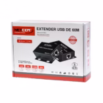 Extender USB de 60 Metros por UTP con 4 salidas USB 2.0 NETCOM PE-UA0060: Extiende y Multiplica tus Puertos USB a largas Distancias, Kit extensor hub USB 2.0 Netcom PE-UA0060, mostrando las dos unidades metálicas: el transmisor (TX) y el receptor (RX) con sus 4 puertos USB, un producto profesional de HD Multimedia PERU SAC.