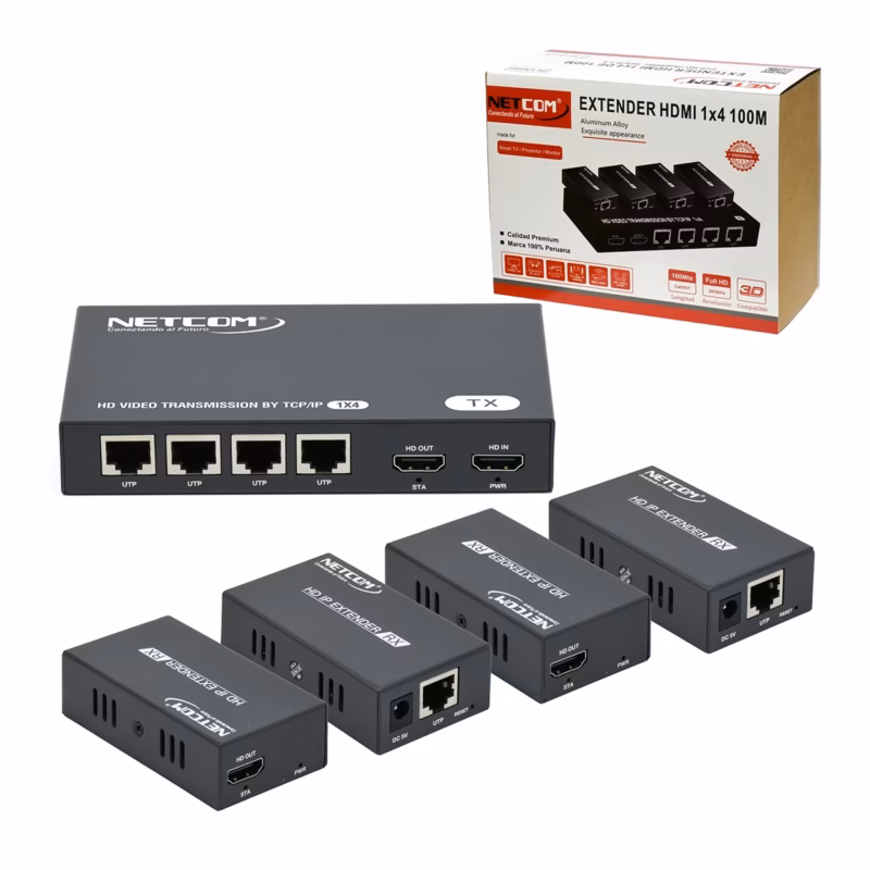 Extensor Splitter HDMI × Netcom PE EX hasta  Metros por Cat | Venta en Perú