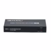 Extensor Splitter HDMI x por UTP M con sistema POC NETCOM PE EXS | Venta en Perú Kit extensor splitter HDMI x Netcom PE EXS con tecnología PoC mostrando la unidad transmisora metálica con sus  puertos de red y sus cuatro receptores compactos un producto AV profesional de HD Multimedia PERU SAC