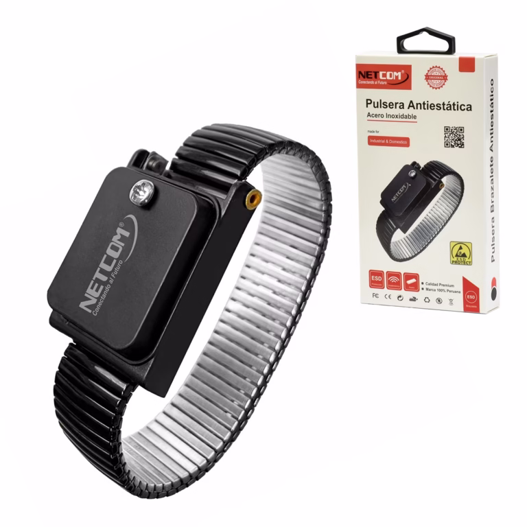 Pulsera Antiestática Inalámbrica en Acero Inoxidable NETCOM PE-PA0250: Repara con total Libertad, Brazalete antiestático ESD inalámbrico NETCOM PE-PA0250 para técnicos electrónicos – HD Multimedia PERU SAC
