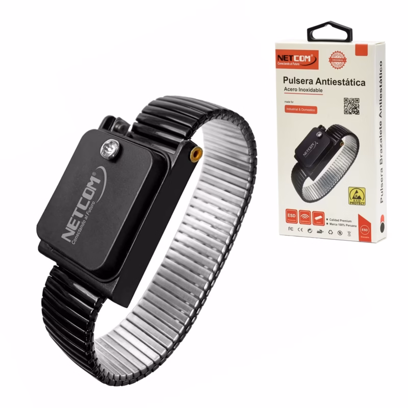 Pulsera Antiestática Inalámbrica en Acero Inoxidable NETCOM PE PA Repara con total Libertad