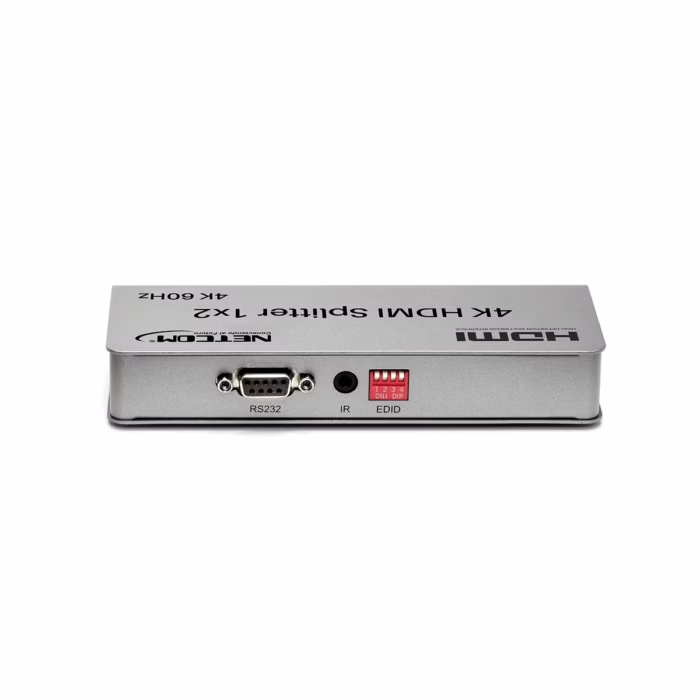 Splitter HDMI x KHz v con EDID Netcom PE SP La Solución Inteligente para Duplicar tu Señal Divisor HDMI x KHz versión  Splitter HDMI x profesional Netcom PE SP de metal color gris mostrando sus puertos HDMI y los selectores de modo EDID un producto AV de alta gama de HD Multimedia PERU SAC