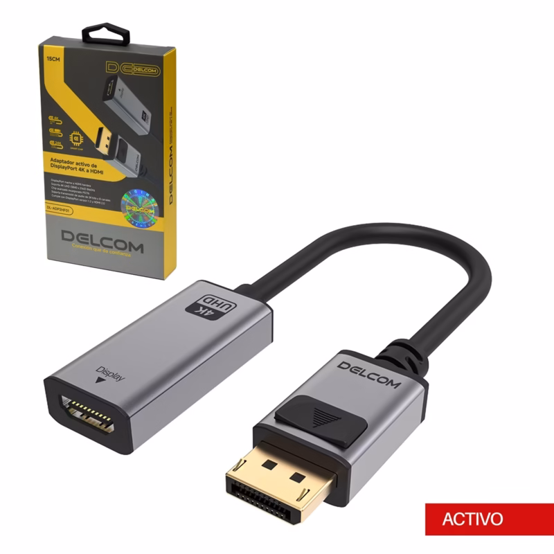 Adaptador DisplayPort a HDMI Activo K Hz Delcom DL ADPHF El Complemento Ideal para tus Multi Pantallas