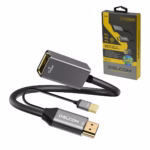 Adaptador HDMI a DisplayPort 4K Activo Delcom DL-AHMDFU01 Conecta tu Dispositivo HDMI a un Monitor DisplayPort, Adaptador conversor activo HDMI a DisplayPort 4K@60Hz Delcom DL-AHMDFU01, mostrando los conectores HDMI, USB de alimentación y el puerto DisplayPort hembra, un producto de HD Multimedia PERU SAC.
