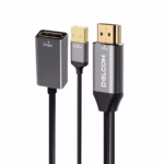 Adaptador HDMI a DisplayPort 4K Activo Delcom DL-AHMDFU01 Conecta tu Dispositivo HDMI a un Monitor DisplayPort, Adaptador conversor activo HDMI a DisplayPort 4K@60Hz Delcom DL-AHMDFU01, mostrando los conectores HDMI, USB de alimentación y el puerto DisplayPort hembra, un producto de HD Multimedia PERU SAC.