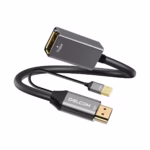 Adaptador HDMI a DisplayPort 4K Activo Delcom DL-AHMDFU01 Conecta tu Dispositivo HDMI a un Monitor DisplayPort, Adaptador conversor activo HDMI a DisplayPort 4K@60Hz Delcom DL-AHMDFU01, mostrando los conectores HDMI, USB de alimentación y el puerto DisplayPort hembra, un producto de HD Multimedia PERU SAC.