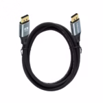 Cable DisplayPort 8K 1.8MT v2.0 HDR DSC HBR 40Gbps Premium Delcom DL-ADP2202-01, Cable DisplayPort 8K premium Delcom DL-ADP2202-01 de 1.8 metros, mostrando sus conectores de aleación de aluminio y contactos dorados, un producto para gaming de HD Multimedia PERU SAC.