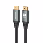 Cable DisplayPort 8K 5MT v2.0 HDR DSC HBR 40Gbps Premium Delcom DL-ADP2202-05, Cable DisplayPort 8K premium Delcom DL-ADP2202-05 de 5 metros, mostrando sus conectores de aleación de aluminio y contactos dorados, un producto para gaming de HD Multimedia PERU SAC.