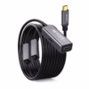 Cable Extensión USB C MT Activo USB C  Gen W Gbps KHz NETCOM PE EX Cable extensor USB C activo de  metros Netcom PE EX mostrando el conector de entrada USB C y el extremo hembra USB C con su puerto de alimentación un producto de HD Multimedia PERU SAC