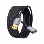 Cable Extensión USB3 de 10MT USB 3.0 5Gbps Enmallado NETCOM PE-CA0096, Cable de extensión USB 3.0 premium Netcom PE-CA0096 de 10 metros, mostrando sus conectores de aleación de aluminio con contactos dorados, un producto