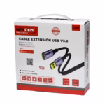 Cable Extensión USB3 de 10MT USB 3.0 5Gbps Enmallado NETCOM PE-CA0096, Cable de extensión USB 3.0 premium Netcom PE-CA0096 de 10 metros, mostrando sus conectores de aleación de aluminio con contactos dorados, un producto