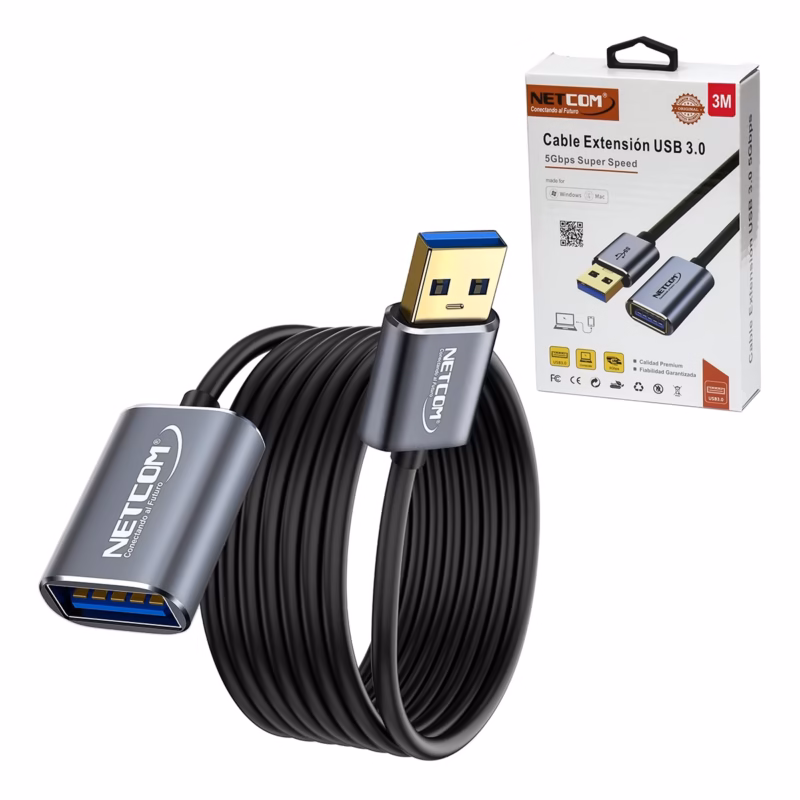 Cable Extensión USB de MT USB  Gbps NETCOM PE CA Conecta tus dispositivos a  Metros