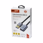 Cable Extensión USB3 de 3MT USB 3.0 5Gbps NETCOM PE-CA0093: Conecta tus dispositivos a 3 Metros, Cable de extensión USB 3.0 premium Netcom PE-CA0093 de 3 metros, mostrando sus robustos conectores de aleación de aluminio con contactos dorados, un producto de HD Multimedia PERU SAC.
