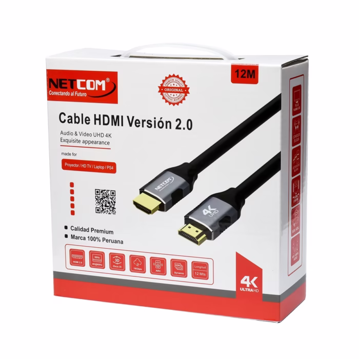 Cable HDMI MT K v Hz Gbps D Full Cobre NETCOM PE HD Cable HDMI K de  metros Netcom PE HD  cobre con conectores de aleación de aluminio y contactos dorados un producto de HD Multimedia PERU SAC