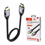 Cable HDMI 1MT 4K v2.0 60Hz 18Gbps 3D Full Cobre NETCOM PE-HD0101, Cable HDMI 4K de 1 metro Netcom PE-HD0101, mostrando sus conectores premium de aleación de aluminio y contactos dorados, un producto de HD Multimedia PERU SAC.