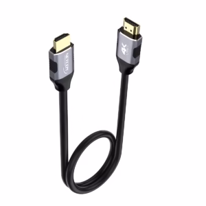 Cable HDMI 1MT 4K v2.0 60Hz 18Gbps 3D Full Cobre NETCOM PE-HD0101, Cable HDMI 4K de 1 metro Netcom PE-HD0101, mostrando sus conectores premium de aleación de aluminio y contactos dorados, un producto de HD Multimedia PERU SAC.