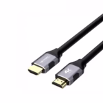 Cable HDMI 1MT 4K v2.0 60Hz 18Gbps 3D Full Cobre NETCOM PE-HD0101, Cable HDMI 4K de 1 metro Netcom PE-HD0101, mostrando sus conectores premium de aleación de aluminio y contactos dorados, un producto de HD Multimedia PERU SAC.