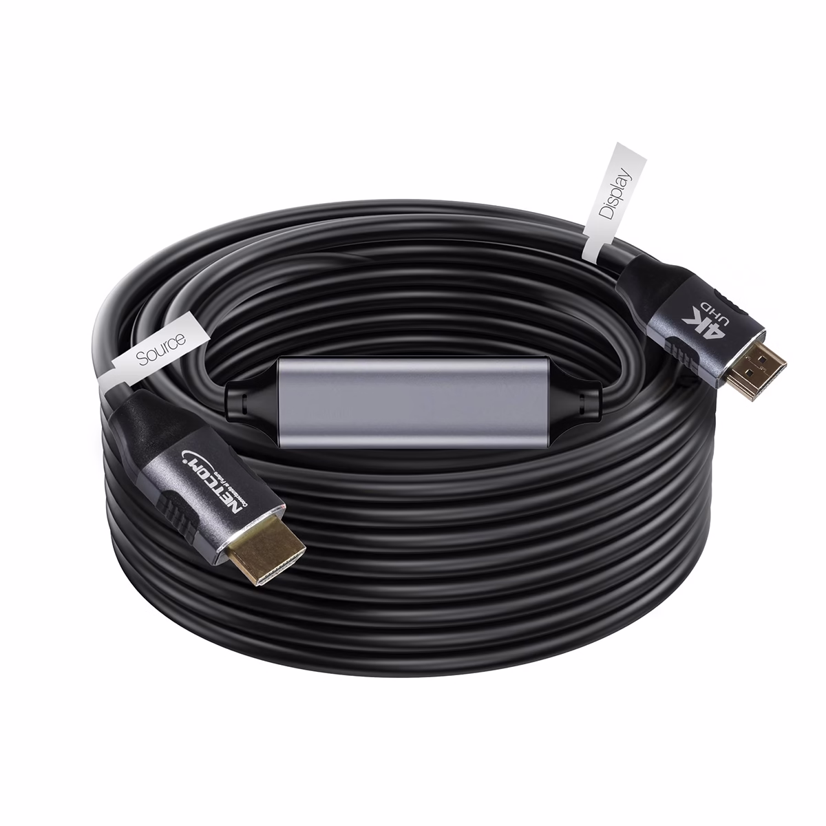 Cable HDMI 30MT 4K v2.0 60Hz 18Gbps 3D Full Cobre NETCOM PE-HD0866______01 Cable HDMI 30MT 4K v2.0 60Hz 18Gbps 3D Full Cobre NETCOM PE-HD0866, Cable HDMI 4K activo de 30 metros Netcom PE-HD0866, 100% cobre, con conectores de aluminio y booster de señal integrado, un producto de HD Multimedia PERU SAC.