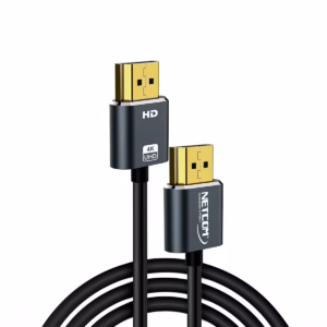 Cable HDMI 3MT 4K Slim Ultra HD 60Hz eARC v2.0 NETCOM PE-HD0893: Flexibilidad y Calidad Premium, Cable HDMI 4K slim de 3 metros Netcom PE-HD0893, 100% cobre, con conectores de aleación de aluminio y contactos dorados, un producto de HD Multimedia PERU SAC.