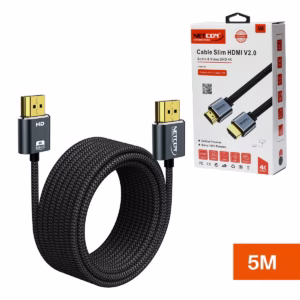 Cable HDMI 5MT 4K Slim Enmallado Ultra HD 60HZ v2.0 eARC NETCOM PE-HD0884, Cable HDMI 4K slim de 5 metros Netcom PE-HD0884, enmallado y con conectores de aleación de aluminio, un producto premium de HD Multimedia PERU SAC.