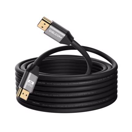 Cable HDMI 8K 3mt Premium HDR 3D 48Gbps eARC Delcom DL-AH2102-03, Cable HDMI 8K premium Delcom DL-AH2102-03 de 3 metros, con conectores de aluminio dorados, ideal para gaming 4K@120Hz en PS5, un producto de HD Multimedia PERU SAC.