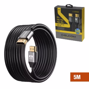 Cable HDMI 8K 5mt Premium HDR 3D 48Gbps eARC Delcom DL-AH2102-05, Cable HDMI 8K premium Delcom DL-AH2102-05 de 5 metros, con conectores de aluminio dorados, ideal para gaming 4K@120Hz en PS5, un producto de HD Multimedia PERU SAC.