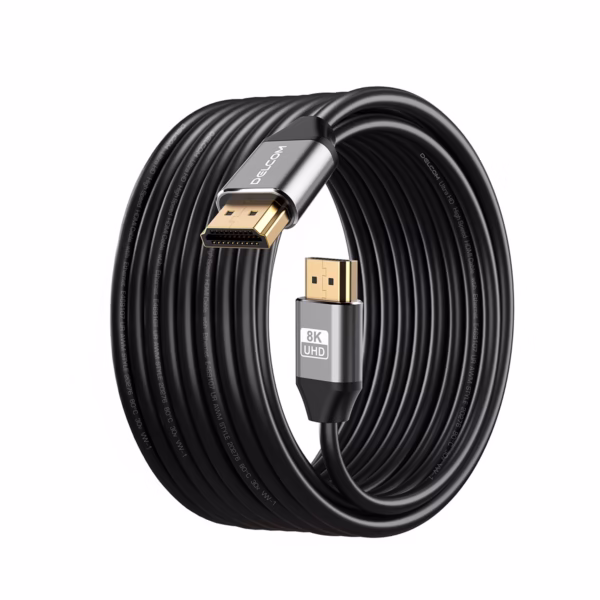 Cable HDMI 8K 5mt Premium HDR 3D 48Gbps eARC Delcom DL-AH2102-05, Cable HDMI 8K premium Delcom DL-AH2102-05 de 5 metros, con conectores de aluminio dorados, ideal para gaming 4K@120Hz en PS5, un producto de HD Multimedia PERU SAC.