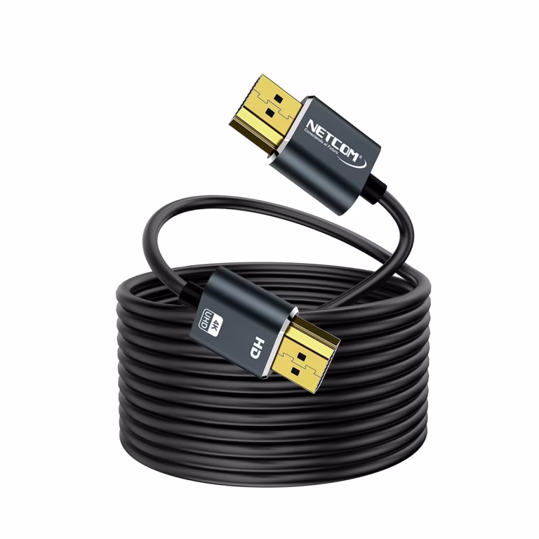 Cable HDMI 8MT 4K Slim Ultra HD 60Hz eARC v2.0 NETCOM PE-HD0895, Cable HDMI 4K slim de 8 metros Netcom PE-HD0895, 100% cobre, con conectores de aleación de aluminio y contactos dorados, un producto de HD Multimedia PERU SAC.