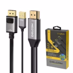 Cable HDMI a DisplayPort 4K Activo (2 Metros) 60Hz Ultra HD Delcom DL-HMDMU-02: Usa tus Monitores DP con un equipo HDMI, Cable conversor activo HDMI a DisplayPort Delcom DL-HMDMU-02 de 2 metros, mostrando el conector HDMI, el USB de alimentación y el conector DisplayPort, un producto de HD Multimedia PERU SAC.