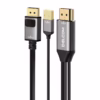 Cable HDMI a DisplayPort K Activo  Metros Hz Ultra HD Delcom DL HMDMU  Usa tus Monitores DP con un equipo HDMI Cable conversor activo HDMI a DisplayPort Delcom DL HMDMU  de  metros mostrando el conector HDMI el USB de alimentación y el conector DisplayPort un producto de HD Multimedia PERU SAC