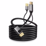 Cable HDMI a DisplayPort 4K Activo (2 Metros) 60Hz Ultra HD Delcom DL-HMDMU-02: Usa tus Monitores DP con un equipo HDMI, Cable conversor activo HDMI a DisplayPort Delcom DL-HMDMU-02 de 2 metros, mostrando el conector HDMI, el USB de alimentación y el conector DisplayPort, un producto de HD Multimedia PERU SAC.