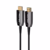 Cable HDMI MT KHz en Fibra Optica AOC v Delcom DL HAOC  Calidad de Imagen Superior sin pérdidas y en Alta Velocidad Cable HDMI  de Fibra Óptica Activa AOC Delcom de  metros mostrando sus conectores de aluminio dorados marcados como Source y Display un producto de HD Multimedia PERU SAC