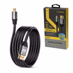 Cable Micro HDMI 2MT 4K UHD Premium HDR 18Gbps 3D ARC Delcom DL-AHD2102-02, Cable Micro HDMI a HDMI 4K de 2 metros Delcom DL-AHD2102-02 con conectores de aleación de aluminio, un producto premium de HD Multimedia PERU SAC.