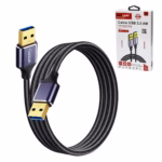 Cable USB 3.0 de 3 Metros NETCOM PE-AM0303: La Conexión Especializada que Necesitas, Cable USB 3.0 premium de 3 metros Netcom PE-AM0303, mostrando sus dos conectores macho USB-A con cabezales de aleación de aluminio, un producto de HD Multimedia PERU SAC.