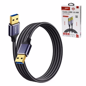 Cable USB 3.0 de 3 Metros NETCOM PE-AM0303: La Conexión Especializada que Necesitas, Cable USB 3.0 premium de 3 metros Netcom PE-AM0303, mostrando sus dos conectores macho USB-A con cabezales de aleación de aluminio, un producto de HD Multimedia PERU SAC.