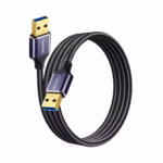 Cable USB 3.0 de 3 Metros NETCOM PE-AM0303: La Conexión Especializada que Necesitas, Cable USB 3.0 premium de 3 metros Netcom PE-AM0303, mostrando sus dos conectores macho USB-A con cabezales de aleación de aluminio, un producto de HD Multimedia PERU SAC.