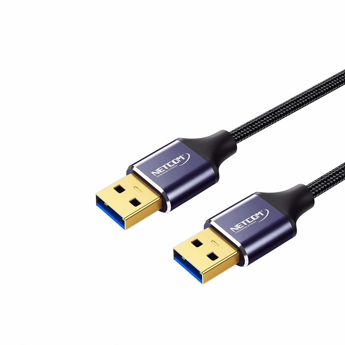 Cable USB 3.0 de 3 Metros NETCOM PE-AM0303: La Conexión Especializada que Necesitas Cable USB 3.0 de 3 Metros NETCOM PE-AM0303: La Conexión Especializada que Necesitas, Cable USB 3.0 premium de 3 metros Netcom PE-AM0303, mostrando sus dos conectores macho USB-A con cabezales de aleación de aluminio, un producto de HD Multimedia PERU SAC.