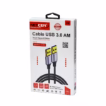 Cable USB 3.0 de 3 Metros NETCOM PE-AM0303: La Conexión Especializada que Necesitas, Cable USB 3.0 premium de 3 metros Netcom PE-AM0303, mostrando sus dos conectores macho USB-A con cabezales de aleación de aluminio, un producto de HD Multimedia PERU SAC.