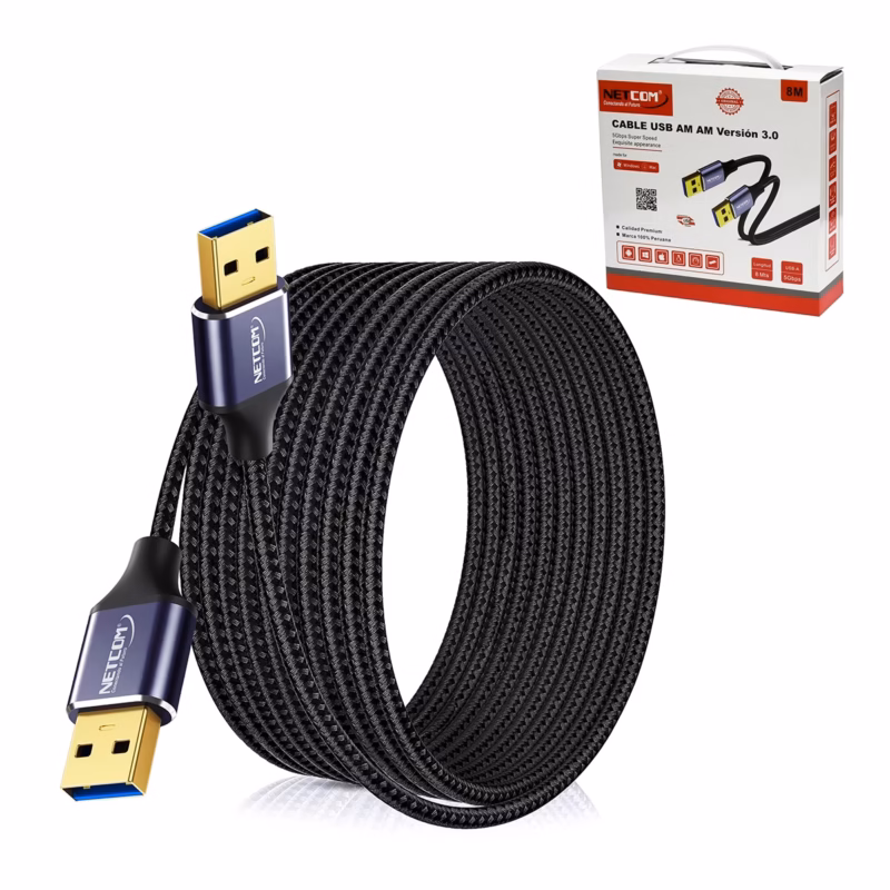 Cable USB A de  Metros USB  Macho a Macho NETCOM PE AM Máximo Alcance para tus Dispositivos