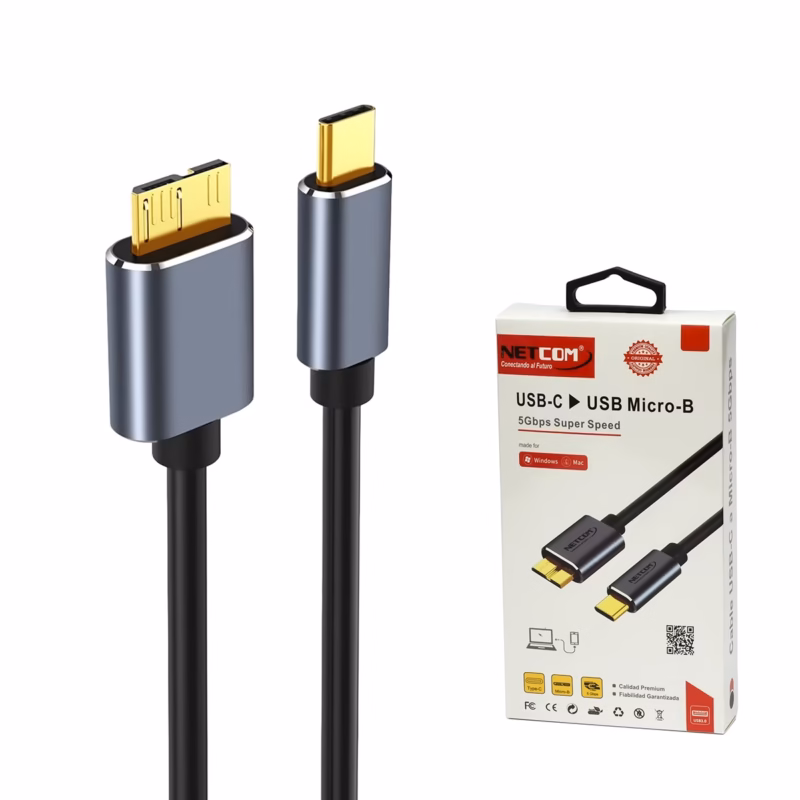 Cable USB C a Micro B de MT para Disco Duro Externo NETCOM PE CA El Cable ideal para tu Disco Externo